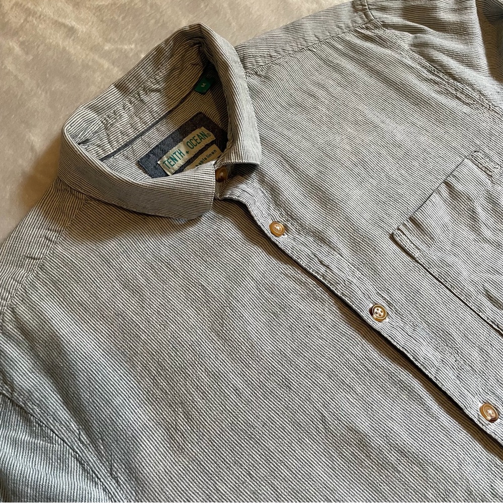 Tenth + Ocean Sz M Linen /Cotton Blend Shirt Men Long Sleeve